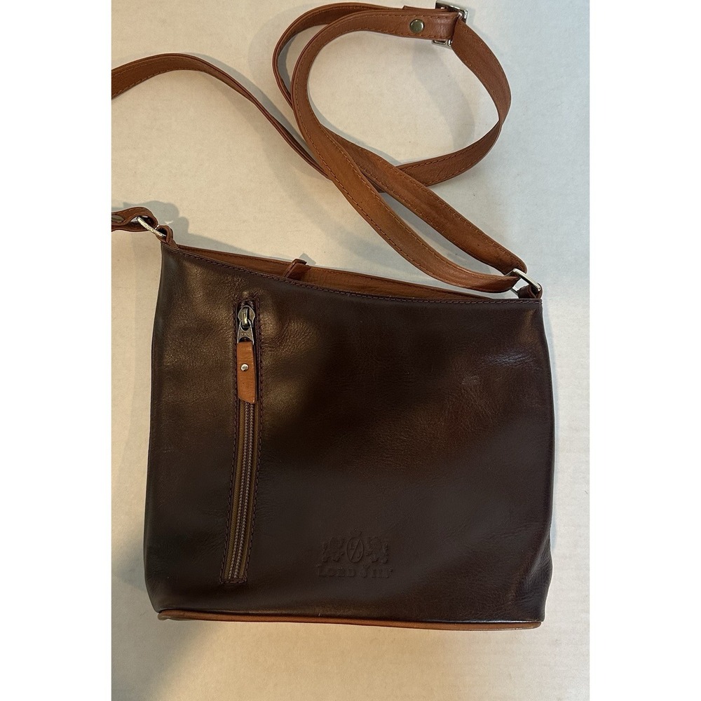 Lord Jim Purse Crossbody Satchel Full Grain Bovine Leather Two-Tone Brown
